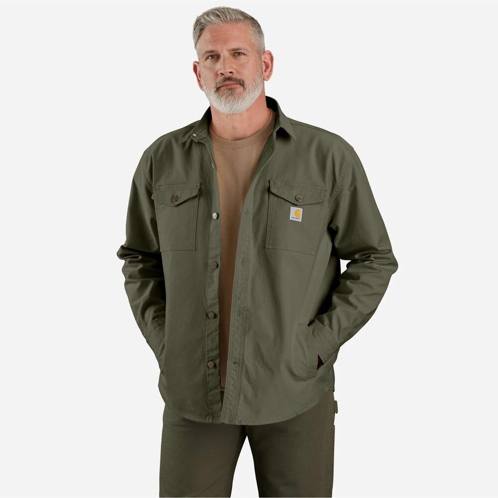 Montana Rugged Flex Loose Fit Heavyweight Duck Shirt Jacket 2X Green Work Wear - Picture 1 of 14